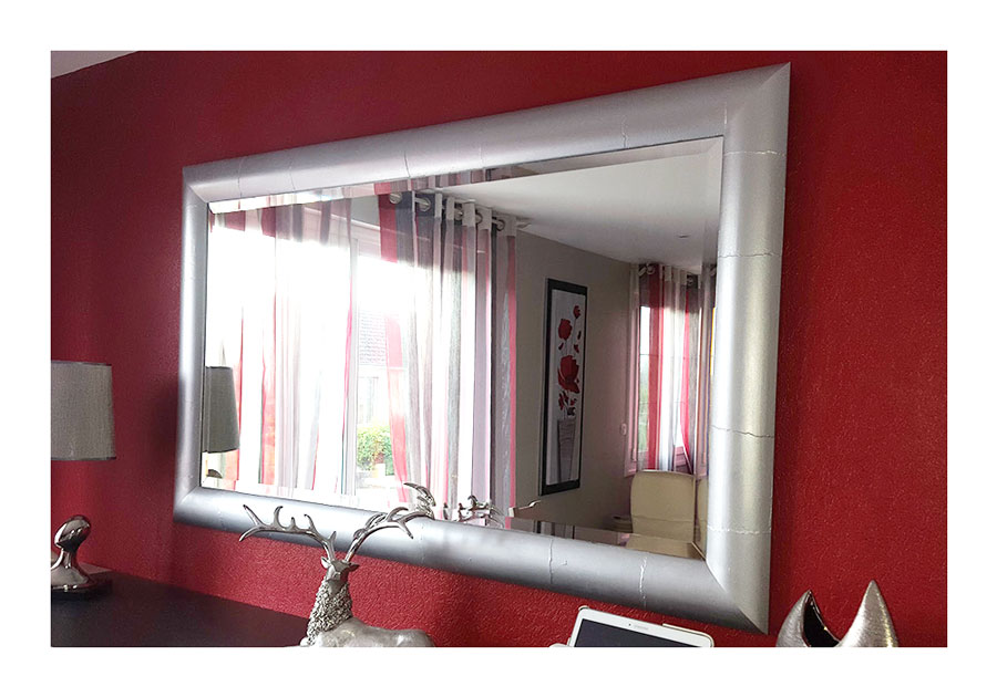 Miroir en bambou repeint couleur alu